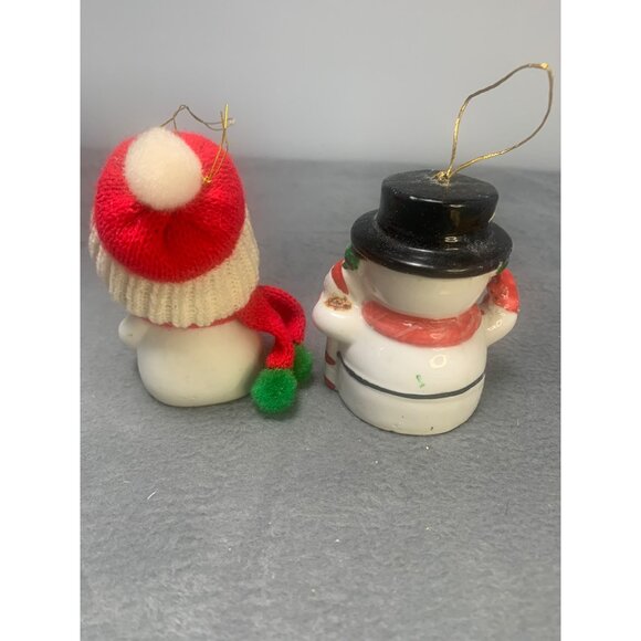 Vintage Porcelain Snowman & Baby Ornament Set - Picture 4 of 9